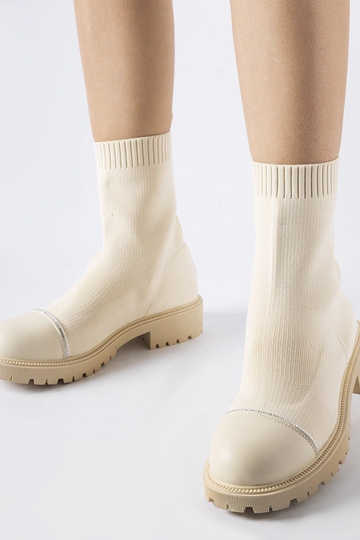 Botas meia bege com strass Vail