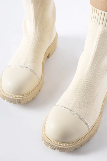 Botas meia bege com strass Vail 2
