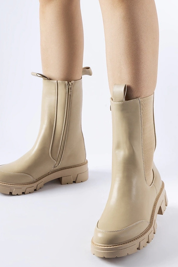 Botas de cano alto maciças bege Morbello