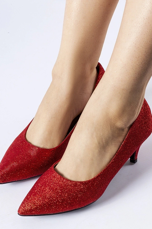 Sapatos baixos com glitter vermelho...