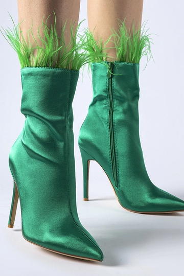 Botins verdes decorados com penas Selvena 2
