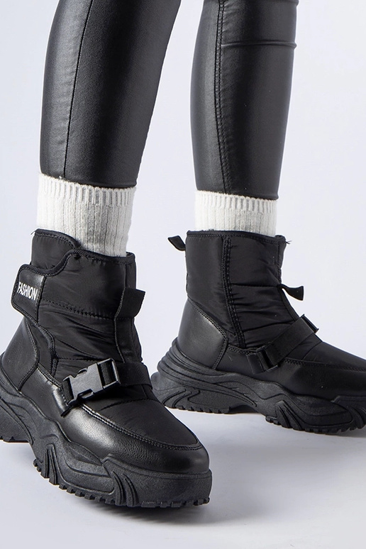 Botas de neve pretas com isolamento e...