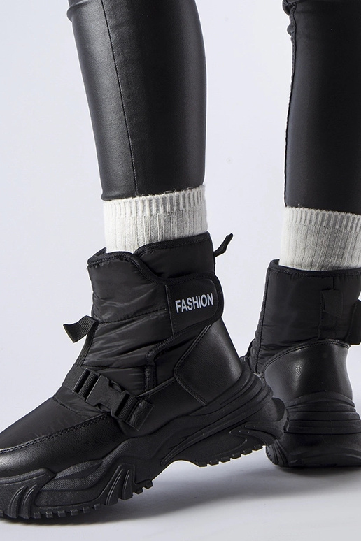 Botas de neve pretas com isolamento e...