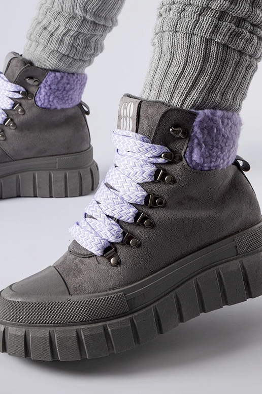 Botins cinzas com detalhes roxos Roanoke
