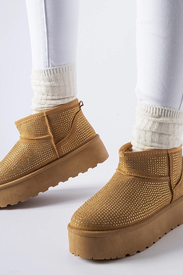 Botas de neve marrons com zircões Sonora