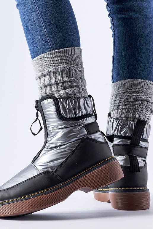 Botas de neve cinza com isolamento e...