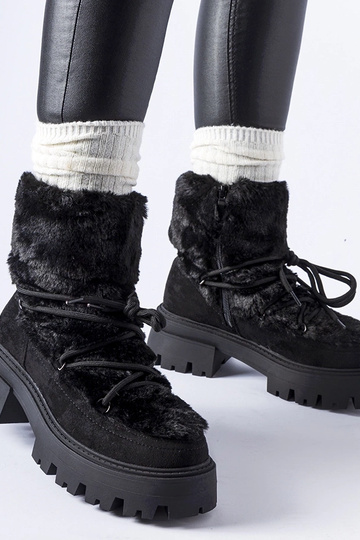 Botins pretos com pelinho decorativo Frediano