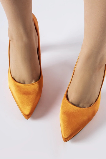 Rivers Orange Satin Pumps com salto bloco 2