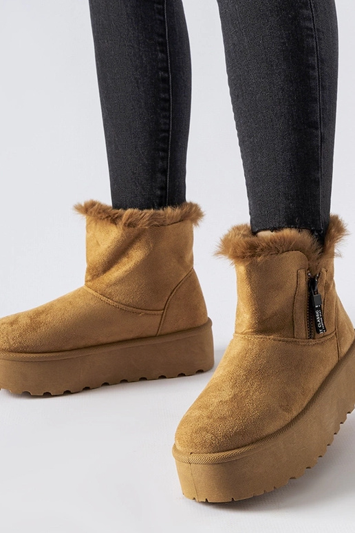 Botas de neve marrons com plataforma...