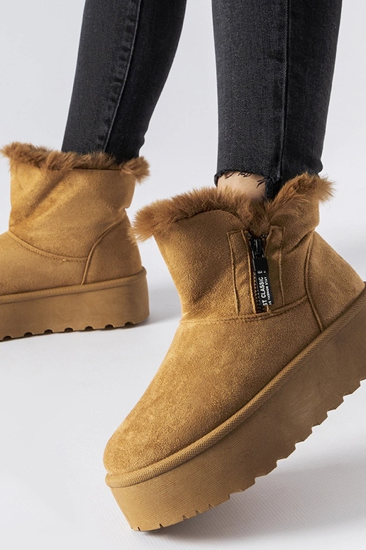 Botas de neve marrons com plataforma...