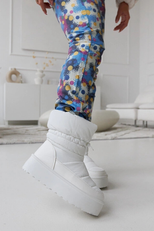 Botas de neve brancas acolchoadas com...