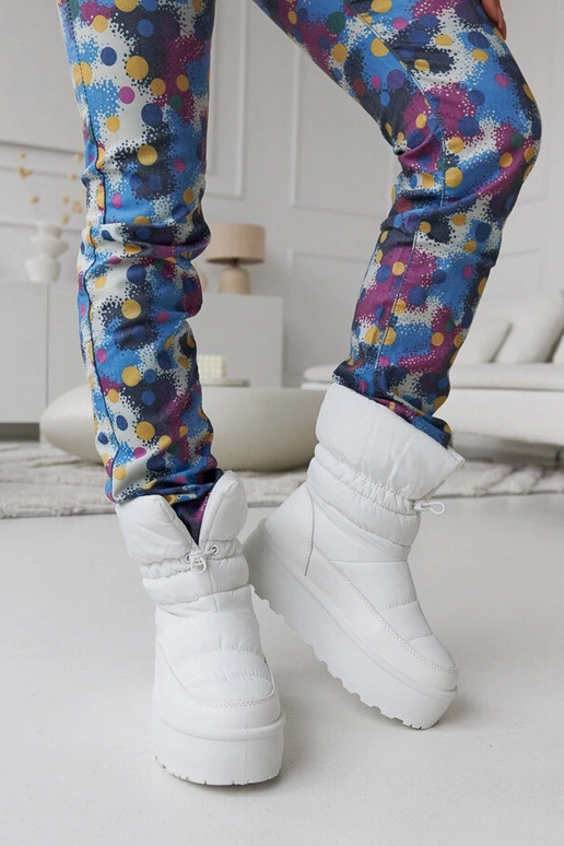 Botas de neve brancas acolchoadas com...