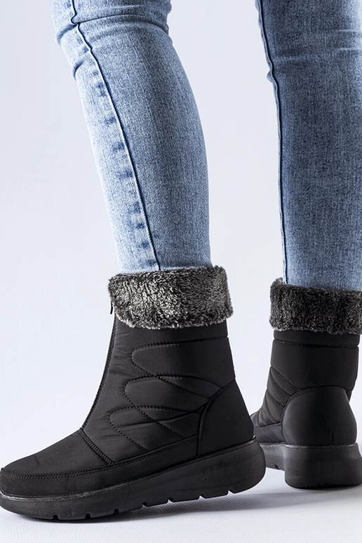 Botas de neve pretas de cunha baixa...