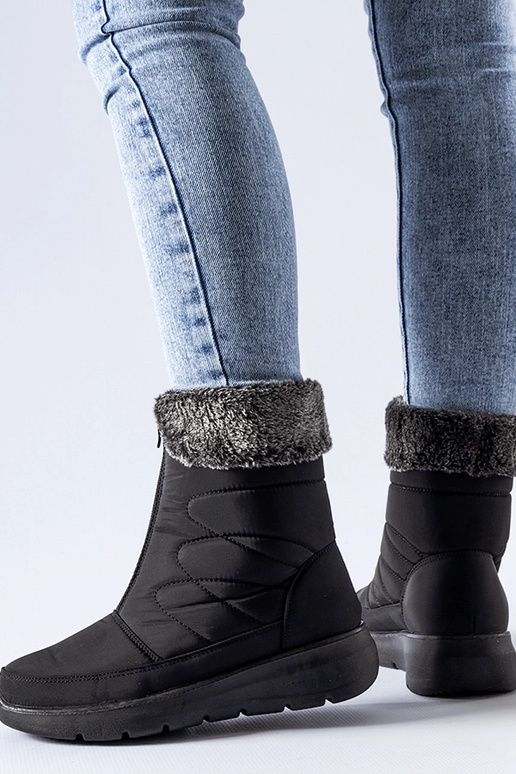 Botas de neve pretas de cunha baixa...