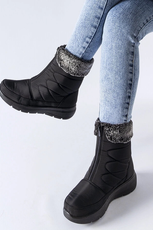 Botas de neve pretas de cunha baixa...