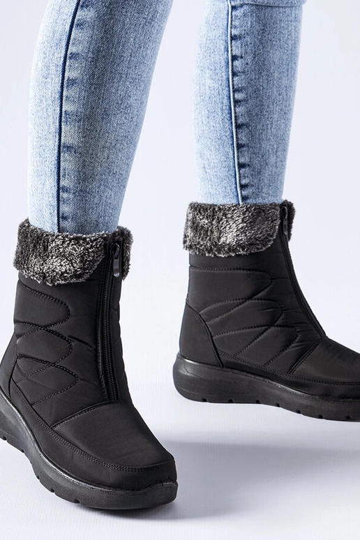 Botas de neve pretas de cunha baixa...