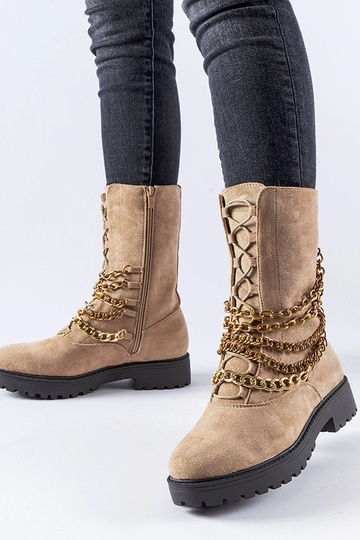 Botins isolados bege com... 2