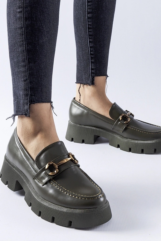 Mocassim verde com fivela Cerzeto