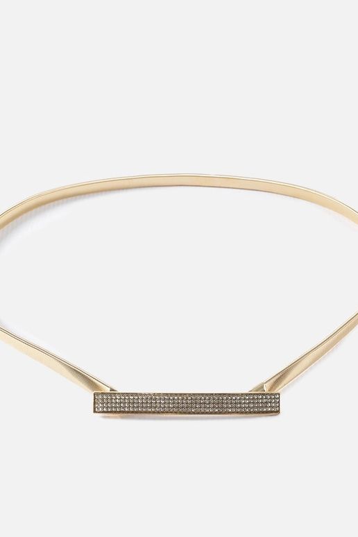 Pulseira elástica dourada com zircões...