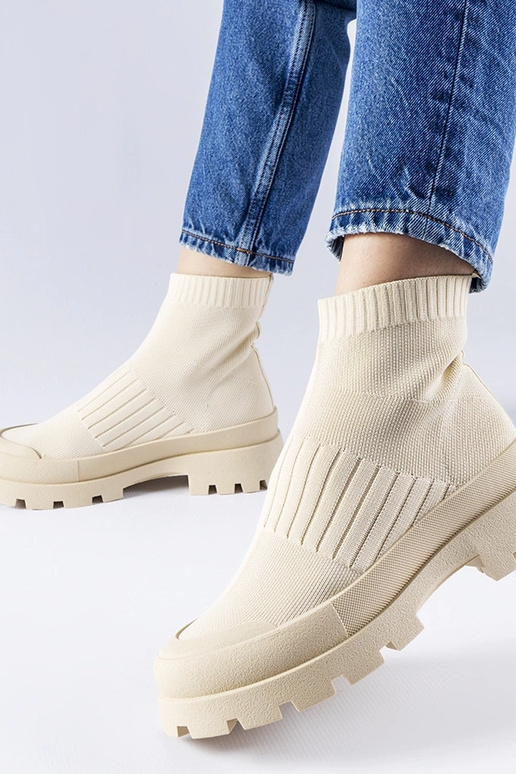 Tênis Varden bege com cabedal elástico