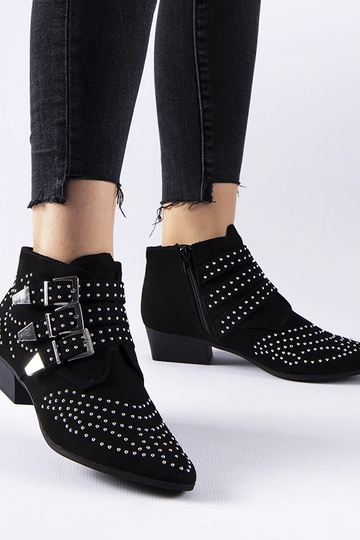 Botins decorativos pretos com salto baixo Forever 2