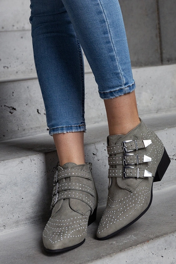 Botins decorativos verdes com salto baixo Forever