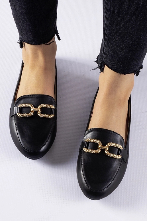 Mocassim preto com fivela Sovera