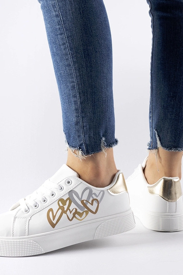 Tênis plataforma Montclair branco e dourado