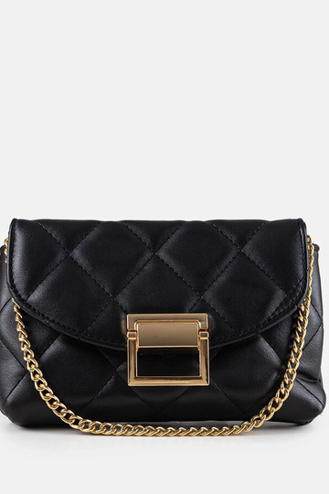 Bolsa pequena acolchoada preta vermelhão