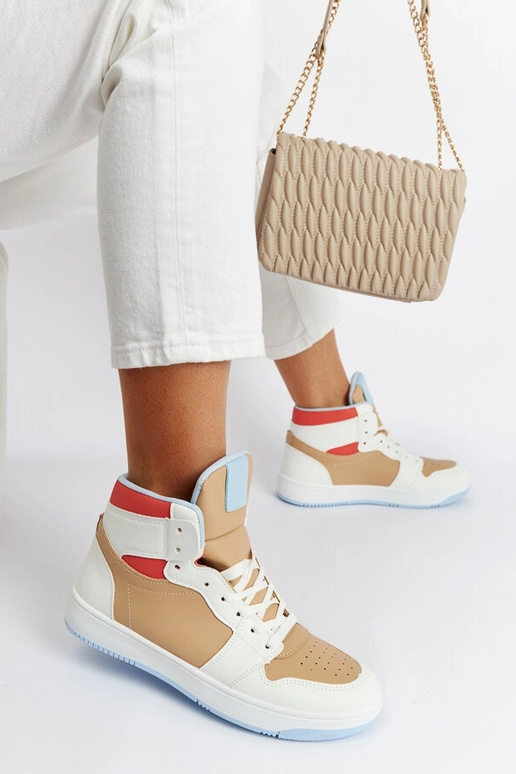 Tênis cano alto Eagan branco e bege