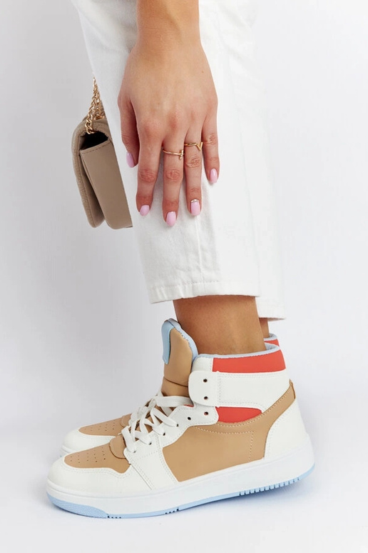 Tênis cano alto Eagan branco e bege