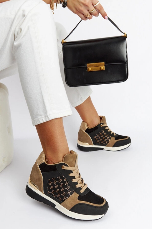 Tênis Preto Castanho Wedge