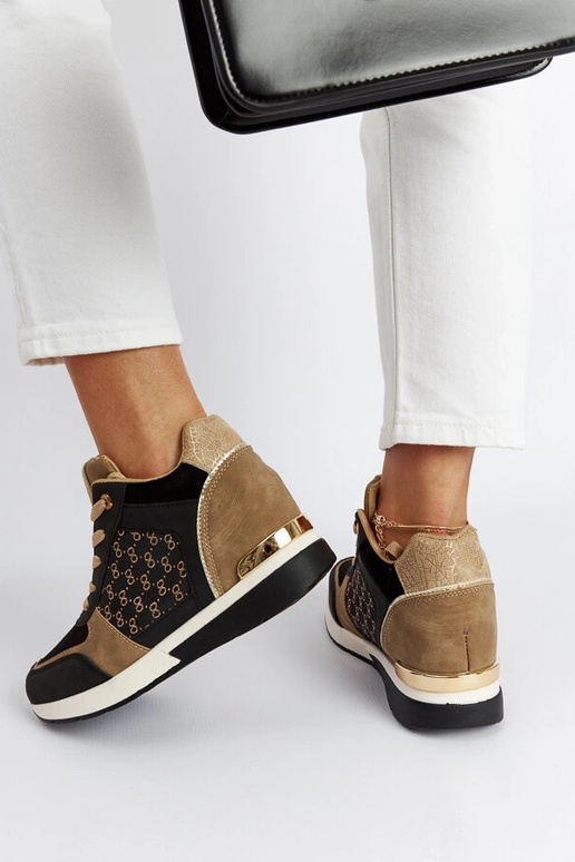 Tênis Preto Castanho Wedge