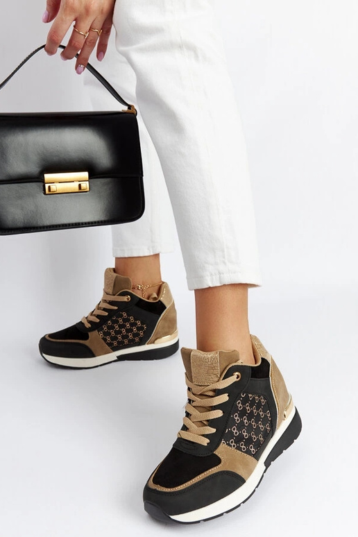 Tênis Preto Castanho Wedge