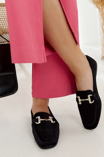 Mocassins de veludo preto com zircões Fabrizia 2