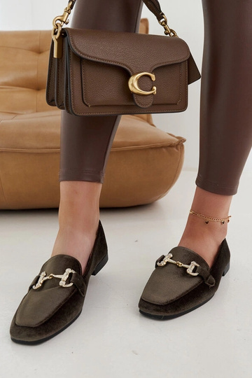 Mocassins verdes de veludo com zircônias Fabrizia 2