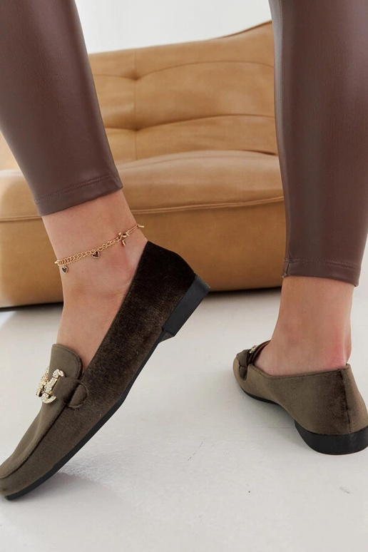 Mocassins verdes de veludo com...