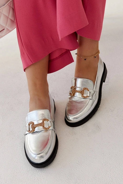 Mocassins prateados com zircônias Aleyna