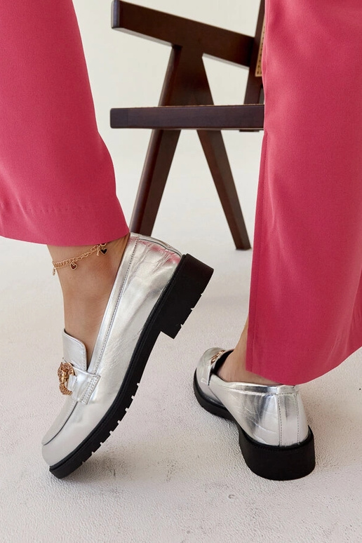 Mocassins prateados com zircônias Aleyna