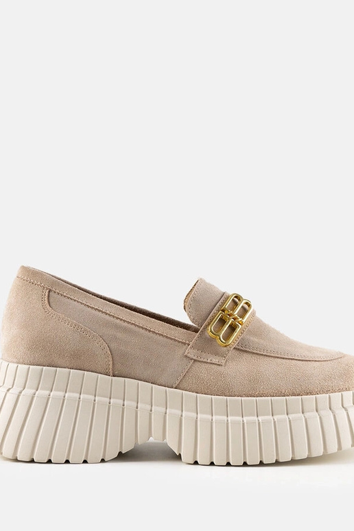 Sapatos de camurça bege com...