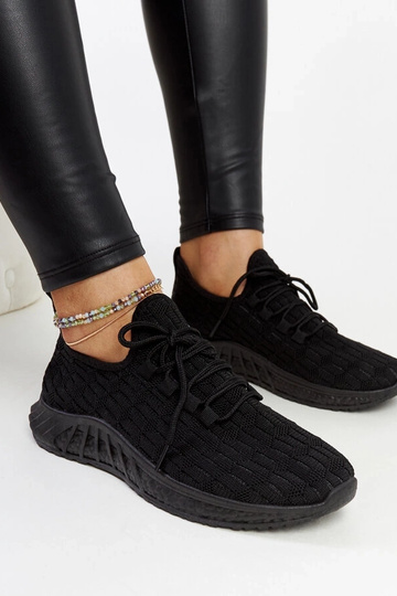 Ténis negros em tecido Milena