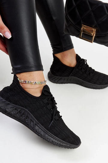 Ténis negros em tecido Milena 2