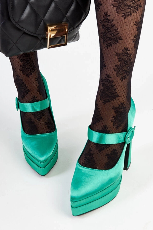 Sapatos de salto alto verdes do Mike