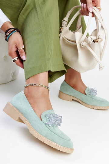 Mocassins de camurça verde...