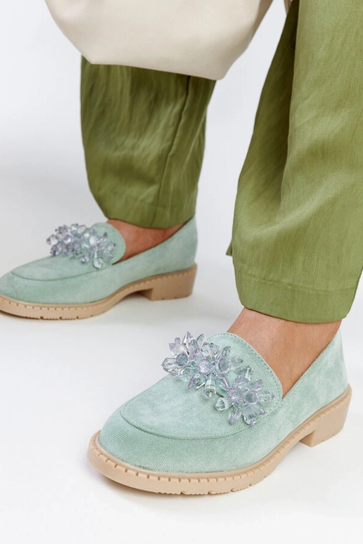 Mocassins de camurça verde claro com...