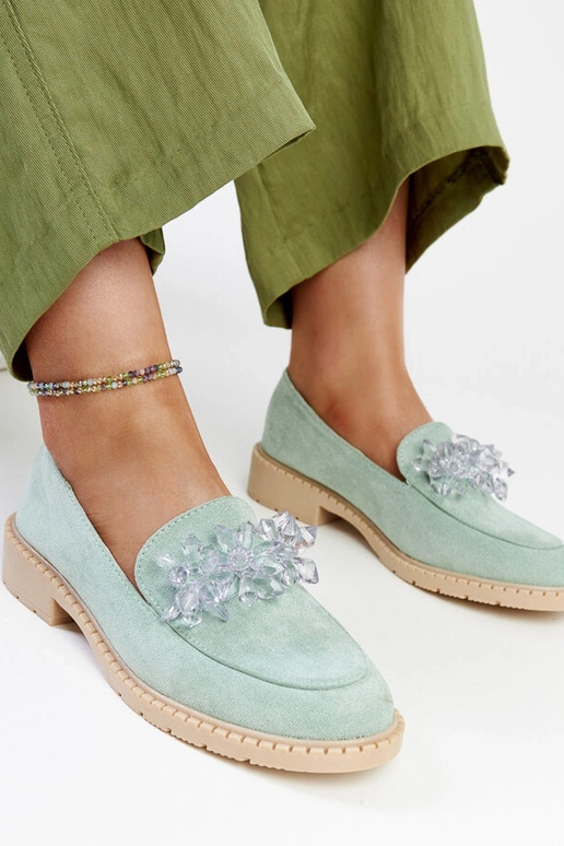 Mocassins de camurça verde claro com...