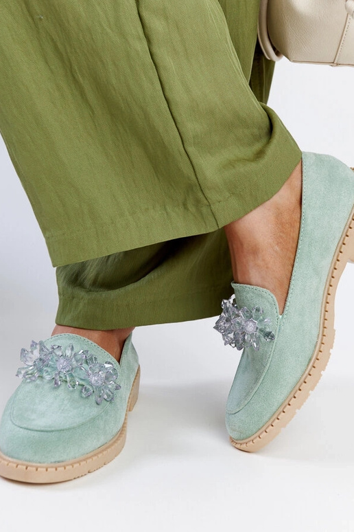 Mocassins de camurça verde claro com...