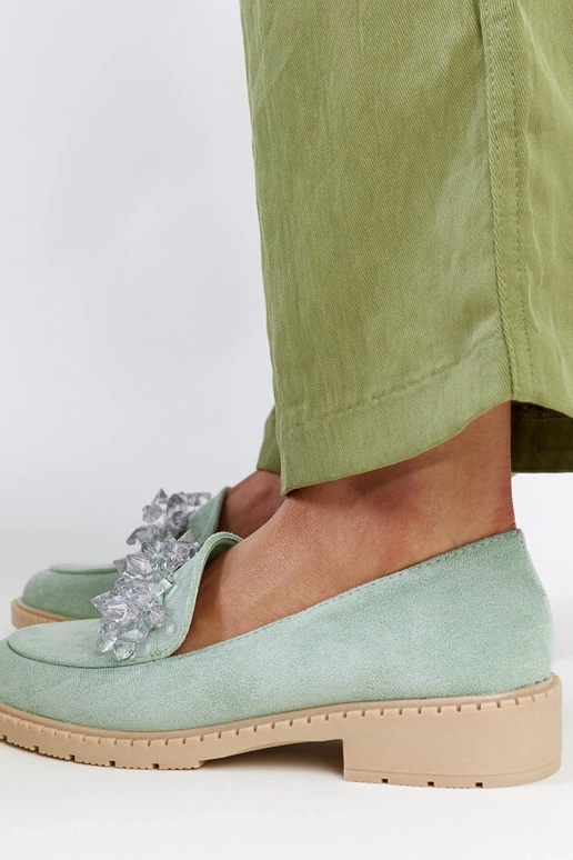 Mocassins de camurça verde claro com...