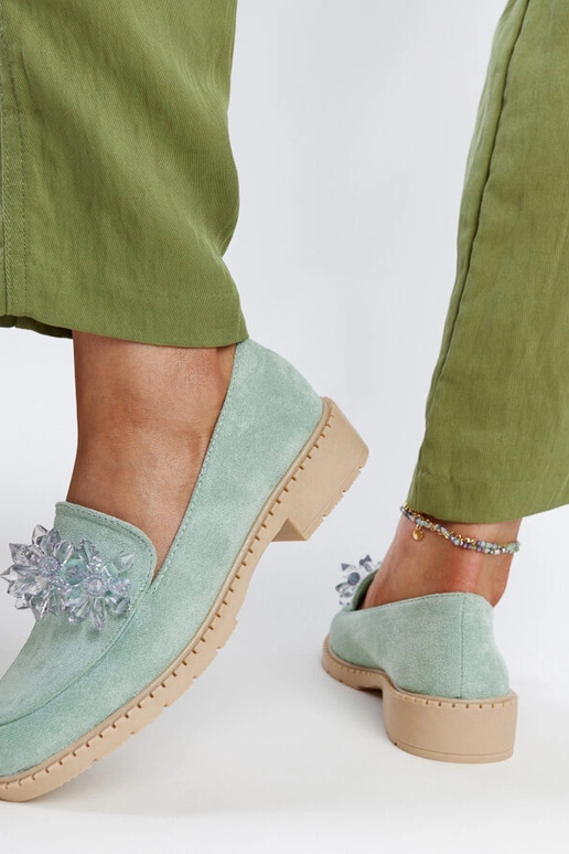Mocassins de camurça verde claro com...