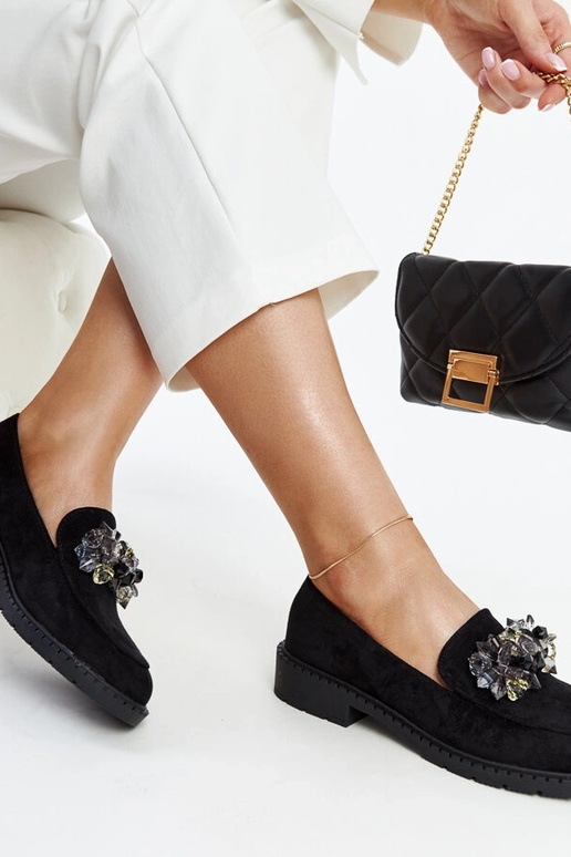 Mocassim de camurça preta com...